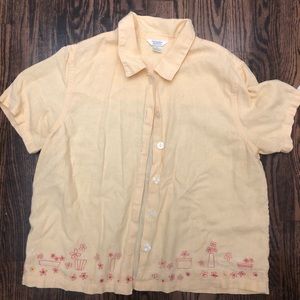 Embroidered short sleeve button up